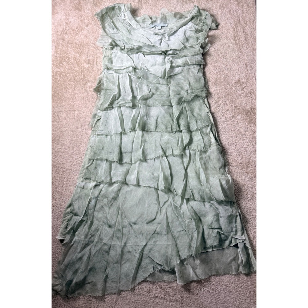 Tempo Paris Silk Blend Tiered Raw Midi Dress Fairycore Mermaidcore Italy VTG